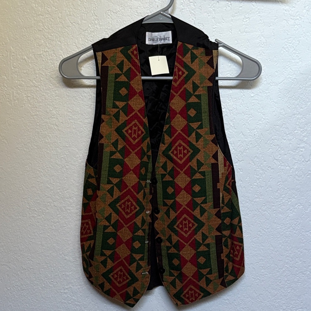 Vintage Geometric Patterned Vest